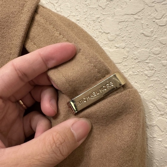 Michael Kors Belted Zip Up Lined Tan Wool Blend Coat Womens Size 14 - Picture 4 of 9